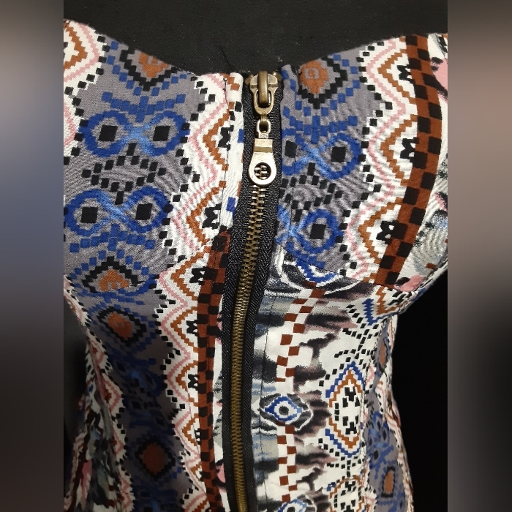 Say What Cropped Corset Top Front Zip Multicolor Pattern Women's M Sexy Intimate - Picture 6 of 7